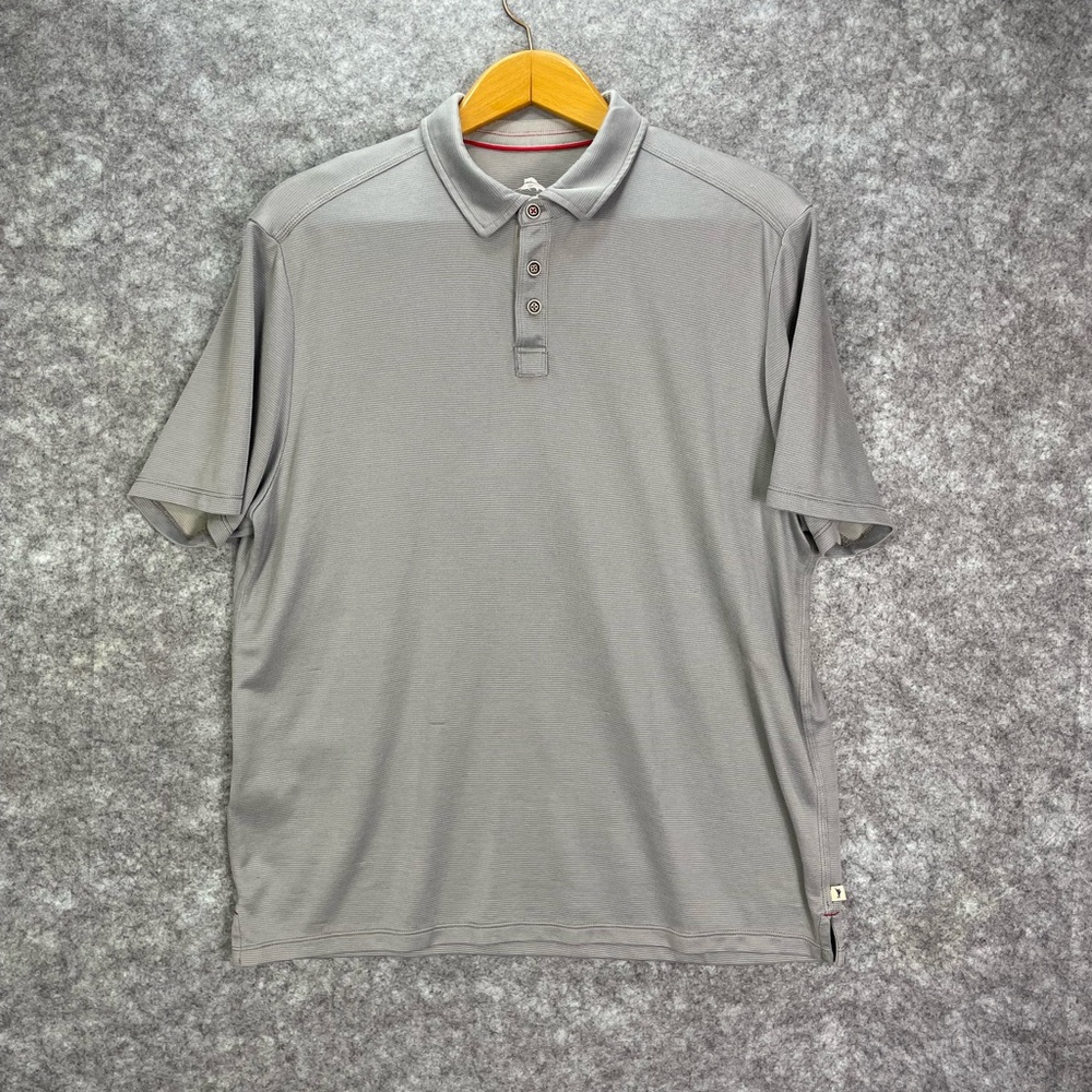 Tommy Bahama Golf Polo Shirt XL Extra Large Grey Short Sleeve Ribbed Textured